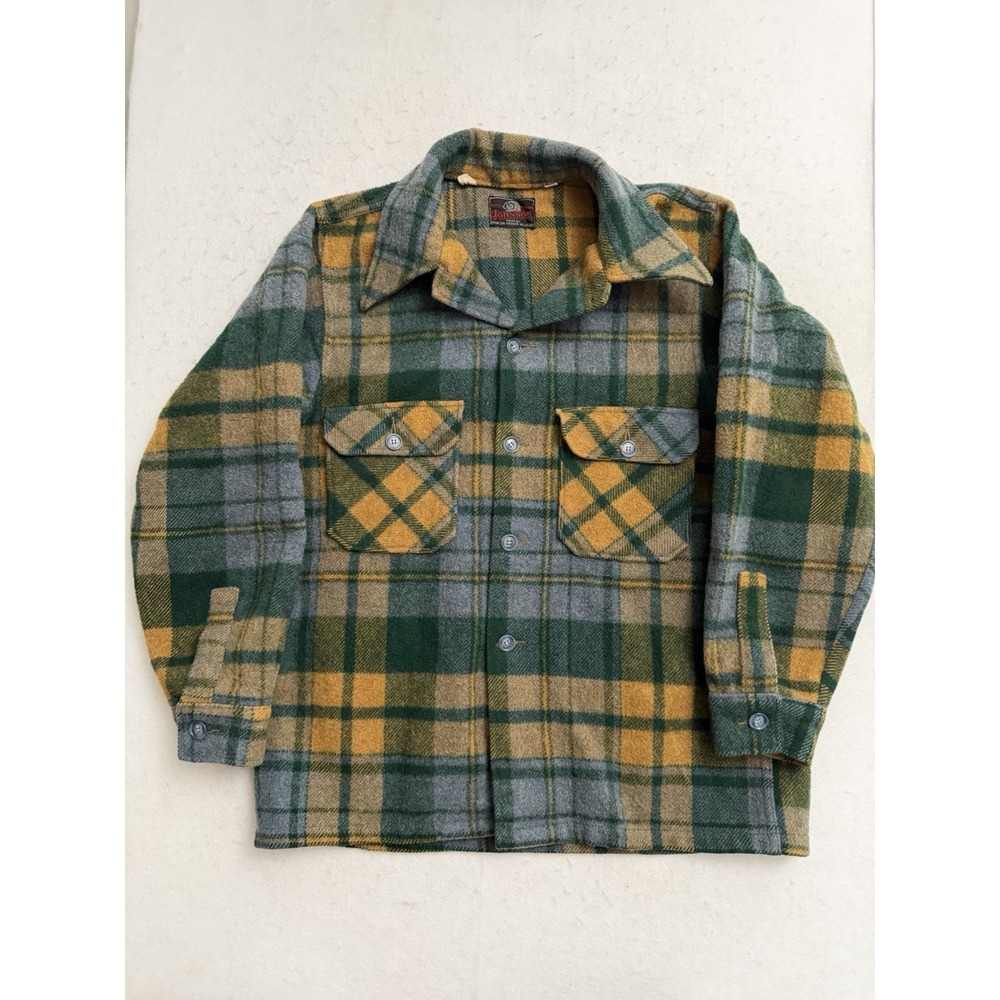 Vintage Johnson Woolen Mills‎ Green Tartan Plaid Heavy Jacket Wool Shacket 42
